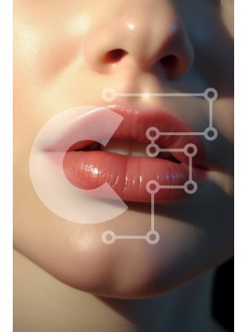 Intra Συλλεκτικό Ξύλινο Παζλ Plywood  4mm - Κοντινό πλάνο με τα ροζ χείλη της γυναίκας Σε Ξύλινο Κουτί - Διαστάσεις Puzzle: 10x10 cm – 25 κομμάτια