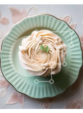 Σετ των 2 Intra Συλλεκτικό Ξύλινο Παζλ Plywood  4mm - Κομψά διακοσμημένο Cupcake σε πράσινο πιάτο Σε Ξύλινο Κουτί - Διαστάσεις: 10x10 cm – 25 κομμάτια