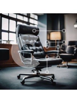 Intra Συλλεκτικό Ξύλινο Παζλ Plywood  4mm - Μαύρη δερμάτινη καρέκλα γραφείου σε κενό χώρο γραφείου Σε Ξύλινο Κουτί - Διαστάσεις Puzzle: 10x10 cm – 25 κομμάτια