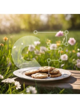 Σετ των 2 Intra Συλλεκτικό Ξύλινο Παζλ Plywood  4mm - Μπισκότα σε ένα λευκό πιάτο σε ένα χορταριασμένο χωράφι Σε Ξύλινο Κουτί - Διαστάσεις: 10x10 cm – 25 κομμάτια