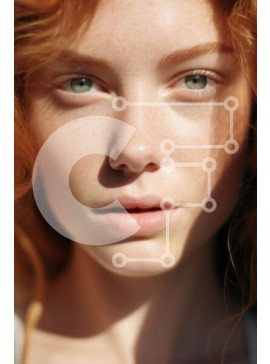 Intra Συλλεκτικό Ξύλινο Παζλ Plywood  4mm - Πορτρέτο μιας νεαρής γυναίκας με κόκκινα μαλλιά και πράσινα μάτια Σε Ξύλινο Κουτί - Διαστάσεις Puzzle: 10x10 cm – 25 κομμάτια