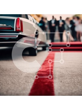 Intra Συλλεκτικό Ξύλινο Παζλ Plywood  4mm - Ομάδα ανθρώπων στο κόκκινο χαλί με το κομψό αυτοκίνητο Σε Ξύλινο Κουτί - Διαστάσεις Puzzle: 10x10 cm – 25 κομμάτια