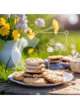 Σετ των 2 Intra Συλλεκτικό Ξύλινο Παζλ Plywood  4mm - Στοίβα από μπισκότα σε τραπέζι εξωτερικού χώρου με λουλούδια και φλιτζάνια Σε Ξύλινο Κουτί - Διαστάσεις: 10x10 cm – 25 κομμάτια