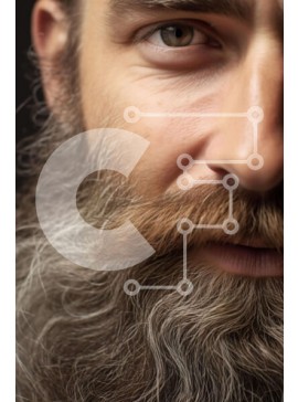 Intra Συλλεκτικό Ξύλινο Παζλ Plywood  4mm - Πορτρέτο από κοντά ενός άνδρα με μακριά γκρίζα γενειάδα Σε Ξύλινο Κουτί - Διαστάσεις Puzzle: 10x10 cm – 25 κομμάτια