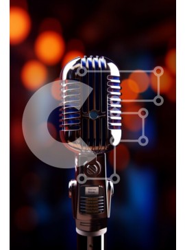 Intra Συλλεκτικό Ξύλινο Παζλ Plywood  4mm - Vintage μικρόφωνο σε πορτοκαλί φόντο Σε Ξύλινο Κουτί - Διαστάσεις Puzzle: 10x10 cm – 25 κομμάτια