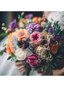 Σετ των 2 Intra Συλλεκτικό Ξύλινο Παζλ Plywood  4mm - Νύφη που κρατά πολύχρωμο μπουκέτο λουλουδιών Σε Ξύλινο Κουτί - Διαστάσεις: 10x10 cm – 25 κομμάτια