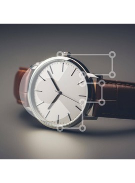 Σετ των 2 Intra Συλλεκτικό Ξύλινο Παζλ Plywood  4mm - Λευκό ρολόι με καφέ δερμάτινα λουράκια Σε Ξύλινο Κουτί - Διαστάσεις: 10x10 cm – 25 κομμάτια