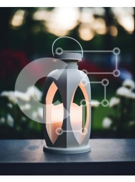 Intra Συλλεκτικό Ξύλινο Παζλ Plywood  4mm - Λευκό φανάρι με κεριά και λουλούδια Σε Ξύλινο Κουτί - Διαστάσεις Puzzle: 10x10 cm – 25 κομμάτια