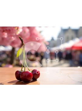 Σετ των 2 Intra Συλλεκτικό Ξύλινο Παζλ Plywood  4mm - Φρεσκοκομμένα κεράσια σε υπαίθρια αγορά Σε Ξύλινο Κουτί - Διαστάσεις: 10x10 cm – 25 κομμάτια