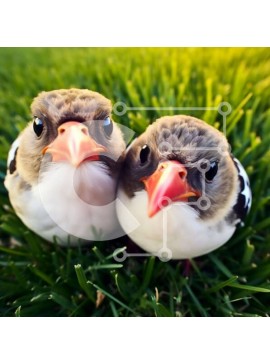 Intra Συλλεκτικό Ξύλινο Παζλ Plywood  4mm - Δύο πουλιά που αλληλεπιδρούν στο γρασίδι Σε Ξύλινο Κουτί - Διαστάσεις: 10x10 cm – 25 κομμάτια