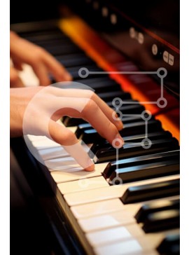 Intra Συλλεκτικό Ξύλινο Παζλ Plywood  4mm - Άτομο που παίζει πιάνο Σε Ξύλινο Κουτί - Διαστάσεις Puzzle: 10x10 cm – 25 κομμάτια