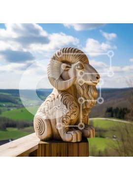 Intra Συλλεκτικό Ξύλινο Παζλ Plywood  4mm - Ξύλινο άγαλμα κριαριού σε σιδερένιο κιγκλίδωμα Σε Ξύλινο Κουτί - Διαστάσεις Puzzle: 10x10 cm – 25 κομμάτια