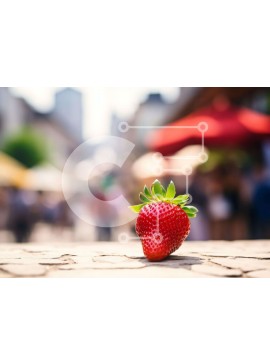 Σετ των 2 Intra Συλλεκτικό Ξύλινο Παζλ Plywood  4mm - Φρέσκια φράουλα στη σκηνή του Urban Street Σε Ξύλινο Κουτί - Διαστάσεις: 10x10 cm – 25 κομμάτια