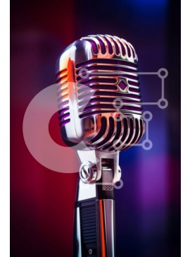 Intra Συλλεκτικό Ξύλινο Παζλ Plywood  4mm - Vintage μικρόφωνο σε πολύχρωμο φόντο Σε Ξύλινο Κουτί - Διαστάσεις Puzzle: 10x10 cm – 25 κομμάτια