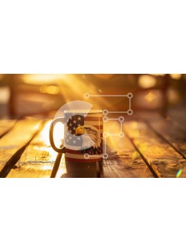 Σετ των 2 Intra Συλλεκτικό Ξύλινο Παζλ Plywood  4mm - Κούπα καφέ με σχέδιο αετού σε ξύλινο τραπέζι Σε Ξύλινο Κουτί - Διαστάσεις: 10x10 cm – 25 κομμάτια