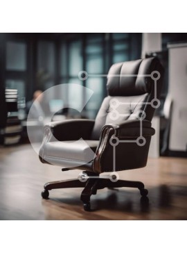 Intra Συλλεκτικό Ξύλινο Παζλ Plywood  4mm - Εσωτερικό γραφείου με μαύρη δερμάτινη καρέκλα Σε Ξύλινο Κουτί - Διαστάσεις Puzzle: 10x10 cm – 25 κομμάτια