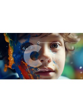 Intra Συλλεκτικό Ξύλινο Παζλ Plywood  4mm - Νεαρό αγόρι με πολύχρωμο χρώμα προσώπου Σε Ξύλινο Κουτί - Διαστάσεις Puzzle: 10x10 cm – 25 κομμάτια