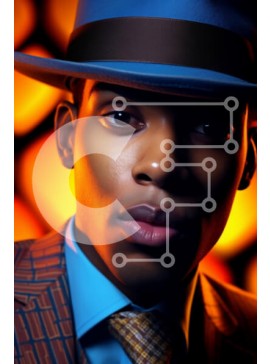 Intra Συλλεκτικό Ξύλινο Παζλ Plywood  4mm - Μαύρος με κομψό κοστούμι και Fedora Σε Ξύλινο Κουτί - Διαστάσεις Puzzle: 10x10 cm – 25 κομμάτια