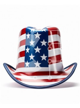 Intra Συλλεκτικό Ξύλινο Παζλ Plywood  4mm - Κόκκινο, λευκό και μπλε καπέλο αμερικανικής σημαίας Σε Ξύλινο Κουτί - Διαστάσεις Puzzle: 10x10 cm – 25 κομμάτια