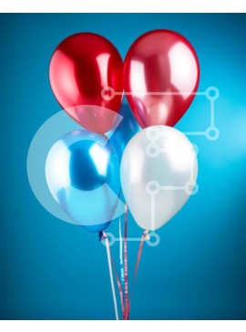 Intra Συλλεκτικό Ξύλινο Παζλ Plywood  4mm - Κόκκινα, λευκά και μπλε μπαλόνια που επιπλέουν στον αέρα Σε Ξύλινο Κουτί - Διαστάσεις Puzzle: 10x10 cm – 25 κομμάτια