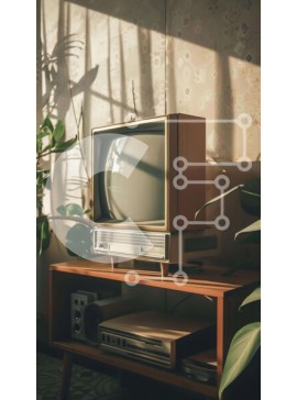 Intra Συλλεκτικό Ξύλινο Παζλ Plywood  4mm - Vintage τηλεόραση σε ξύλινη βάση σε ζεστό δωμάτιο Σε Ξύλινο Κουτί - Διαστάσεις Puzzle: 10x10 cm – 25 κομμάτια