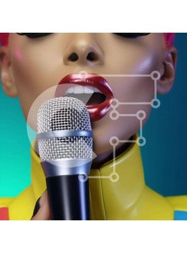 Intra Συλλεκτικό Ξύλινο Παζλ Plywood  4mm - Δονούμενη γυναίκα που τραγουδά στο μικρόφωνο Σε Ξύλινο Κουτί - Διαστάσεις Puzzle: 10x10 cm – 25 κομμάτια