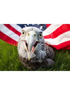 Σετ των 2 Intra Συλλεκτικό Ξύλινο Παζλ Plywood  4mm - Eagle Close-up από την αμερικανική σημαία Σε Ξύλινο Κουτί - Διαστάσεις: 10x10 cm – 25 κομμάτια