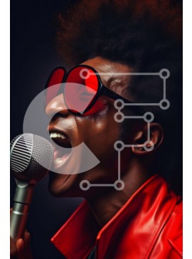 Intra Συλλεκτικό Ξύλινο Παζλ Plywood  4mm - Άνδρας που τραγουδά με κόκκινα γυαλιά ηλίου και μικρόφωνο Σε Ξύλινο Κουτί - Διαστάσεις Puzzle: 10x10 cm – 25 κομμάτια