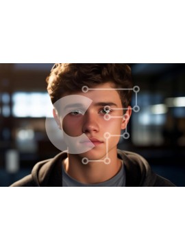 Intra Συλλεκτικό Ξύλινο Παζλ Plywood  4mm - Νεαρός άνδρας που στέκεται μπροστά από τον ανοιχτό χώρο με τα φώτα τοίχου Σε Ξύλινο Κουτί - Διαστάσεις Puzzle: 10x10 cm – 25 κομμάτια