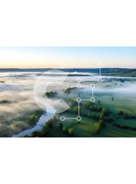 Intra Συλλεκτικό Ξύλινο Παζλ Plywood  4mm - Αεροφωτογραφία της κοιλάδας και του ποταμού καλυμμένη με ομίχλη Σε Ξύλινο Κουτί - Διαστάσεις: 10x10 cm – 25 κομμάτια