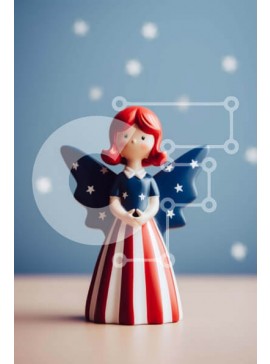 Intra Συλλεκτικό Ξύλινο Παζλ Plywood  4mm - Ειδώλιο αγγέλου αμερικανικής σημαίας στο πατριωτικό τραπέζι Σε Ξύλινο Κουτί - Διαστάσεις Puzzle: 10x10 cm – 25 κομμάτια