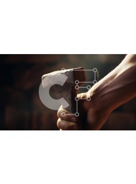 Intra Συλλεκτικό Ξύλινο Παζλ Plywood  4mm - Χέρι που κρατά τσεκούρι ή σφυρί Σε Ξύλινο Κουτί - Διαστάσεις Puzzle: 10x10 cm – 25 κομμάτια