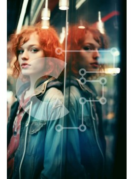 Intra Συλλεκτικό Ξύλινο Παζλ Plywood  4mm - Νεαρή γυναίκα που αντανακλάται μπροστά στον καθρέφτη Σε Ξύλινο Κουτί - Διαστάσεις Puzzle: 10x10 cm – 25 κομμάτια