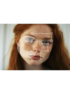 Intra Συλλεκτικό Ξύλινο Παζλ Plywood  4mm - Νεαρή γυναίκα με κόκκινα μαλλιά και φακίδες Σε Ξύλινο Κουτί - Διαστάσεις Puzzle: 10x10 cm – 25 κομμάτια