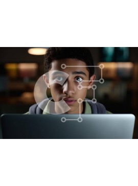 Intra Συλλεκτικό Ξύλινο Παζλ Plywood  4mm - Έκπληκτο αγόρι με οθόνη φορητού υπολογιστή Σε Ξύλινο Κουτί - Διαστάσεις Puzzle: 10x10 cm – 25 κομμάτια