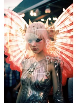 Intra Συλλεκτικό Ξύλινο Παζλ Plywood  4mm - Γυναίκα ντυμένη άγγελος με μεγάλα φτερά Σε Ξύλινο Κουτί - Διαστάσεις Puzzle: 10x10 cm – 25 κομμάτια