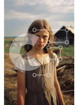 Intra Συλλεκτικό Ξύλινο Παζλ Plywood  4mm - Νεαρό κορίτσι που στέκεται στο ανοιχτό πεδίο Σε Ξύλινο Κουτί - Διαστάσεις Puzzle: 10x10 cm – 25 κομμάτια