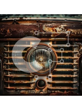 Intra Συλλεκτικό Ξύλινο Παζλ Plywood  4mm - Εγκαταλελειμμένο σκουριασμένο όχημα με σημάδια φθοράς Σε Ξύλινο Κουτί - Διαστάσεις Puzzle: 10x10 cm – 25 κομμάτια