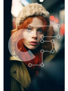 Intra Συλλεκτικό Ξύλινο Παζλ Plywood  4mm - Νεαρή γυναίκα σε αστικό περιβάλλον Σε Ξύλινο Κουτί - Διαστάσεις Puzzle: 10x10 cm – 25 κομμάτια