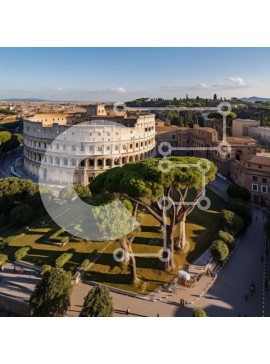 Intra Συλλεκτικό Ξύλινο Παζλ Plywood  4mm - Εναέρια άποψη του Κολοσσαίου στη Ρώμη, Ιταλία Σε Ξύλινο Κουτί - Διαστάσεις Puzzle: 10x10 cm – 25 κομμάτια