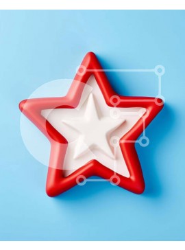 Σετ των 2 Intra Συλλεκτικό Ξύλινο Παζλ Plywood  4mm - Κόκκινο και άσπρο κόφτη μπισκότων σε σχήμα αστεριού Σε Ξύλινο Κουτί - Διαστάσεις: 10x10 cm – 25 κομμάτια