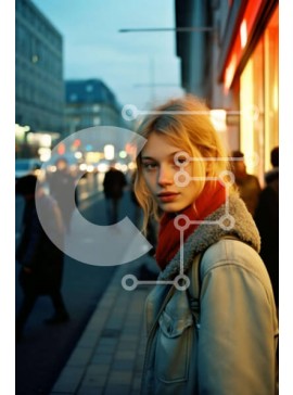 Intra Συλλεκτικό Ξύλινο Παζλ Plywood  4mm - Νεαρή γυναίκα που περπατά τη νύχτα Σε Ξύλινο Κουτί - Διαστάσεις Puzzle: 10x10 cm – 25 κομμάτια