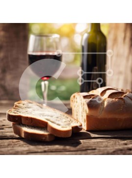 Σετ των 2 Intra Συλλεκτικό Ξύλινο Παζλ Plywood  4mm - Ποτήρι κόκκινο κρασί και ψωμί - Ρύθμιση τραπεζαρίας Σε Ξύλινο Κουτί - Διαστάσεις: 10x10 cm – 25 κομμάτια