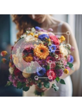 Σετ των 2 Intra Συλλεκτικό Ξύλινο Παζλ Plywood  4mm - Όμορφη νύφη που κρατά πολύχρωμο μπουκέτο λουλούδια Σε Ξύλινο Κουτί - Διαστάσεις: 10x10 cm – 25 κομμάτια