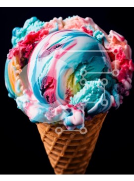 Σετ των 2 Intra Συλλεκτικό Ξύλινο Παζλ Plywood  4mm - Πολύχρωμο χωνάκι παγωτού σε μαύρο φόντο Σε Ξύλινο Κουτί - Διαστάσεις: 10x10 cm – 25 κομμάτια