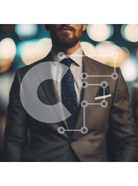 Intra Συλλεκτικό Ξύλινο Παζλ Plywood  4mm - Άνδρας με γκρι κοστούμι και μπλε γραβάτα που περιβάλλεται από φώτα Σε Ξύλινο Κουτί - Διαστάσεις Puzzle: 10x10 cm – 25 κομμάτια