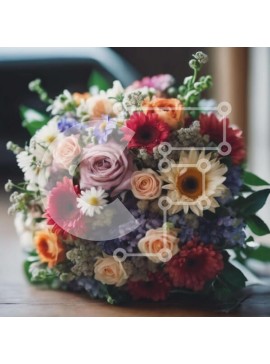 Intra Συλλεκτικό Ξύλινο Παζλ Plywood  4mm - Πολύχρωμο μπουκέτο λουλουδιών σε ξύλινο τραπέζι Σε Ξύλινο Κουτί - Διαστάσεις: 10x10 cm – 25 κομμάτια