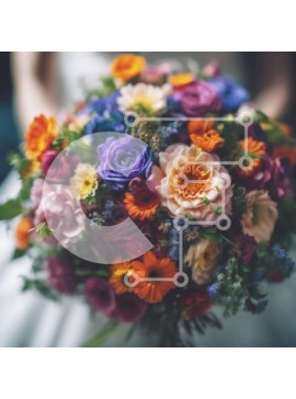 Σετ των 2 Intra Συλλεκτικό Ξύλινο Παζλ Plywood  4mm - Νύφη που κρατά πολύχρωμο μπουκέτο λουλουδιών Σε Ξύλινο Κουτί - Διαστάσεις: 10x10 cm – 25 κομμάτια