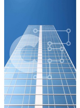 Intra Συλλεκτικό Ξύλινο Παζλ Plywood  4mm - Κτίριο με γυάλινους τοίχους ενάντια στον καταγάλανο ουρανό Σε Ξύλινο Κουτί - Διαστάσεις Puzzle: 10x10 cm – 25 κομμάτια