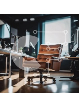 Intra Συλλεκτικό Ξύλινο Παζλ Plywood  4mm - Χώρος γραφείου με καφέ δερμάτινη καρέκλα και οθόνες υπολογιστών Σε Ξύλινο Κουτί - Διαστάσεις Puzzle: 10x10 cm – 25 κομμάτια